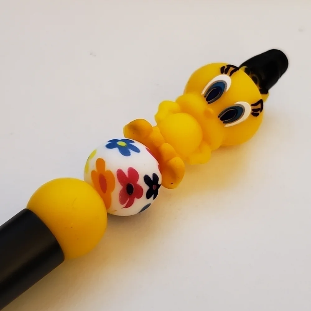 Handmade Tweety Bird Beaded Silicone Focal Bead Pen
